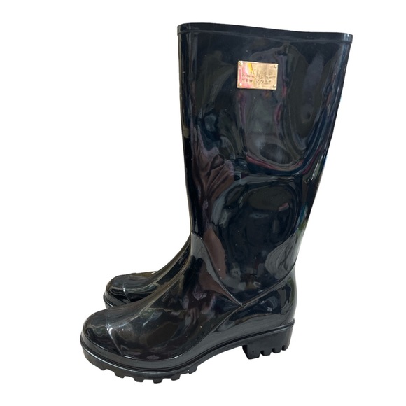 Sz6M Nicole Miller New York Black Rainy Day Rain Boots - Picture 3 of 6